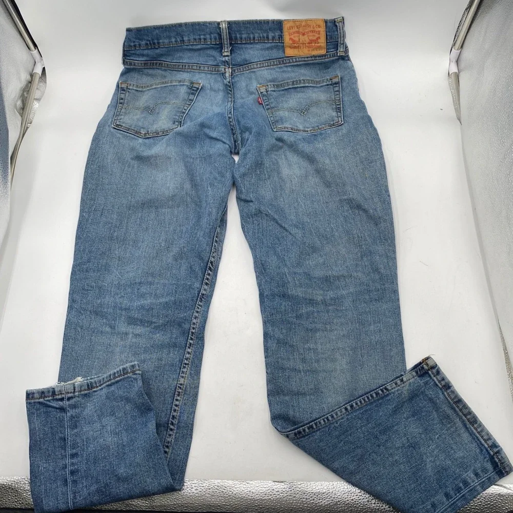 Levi's 511 Slim Fit Jeans Mens 34x32 Light Wash Blue Distressed Denim Casual SEO